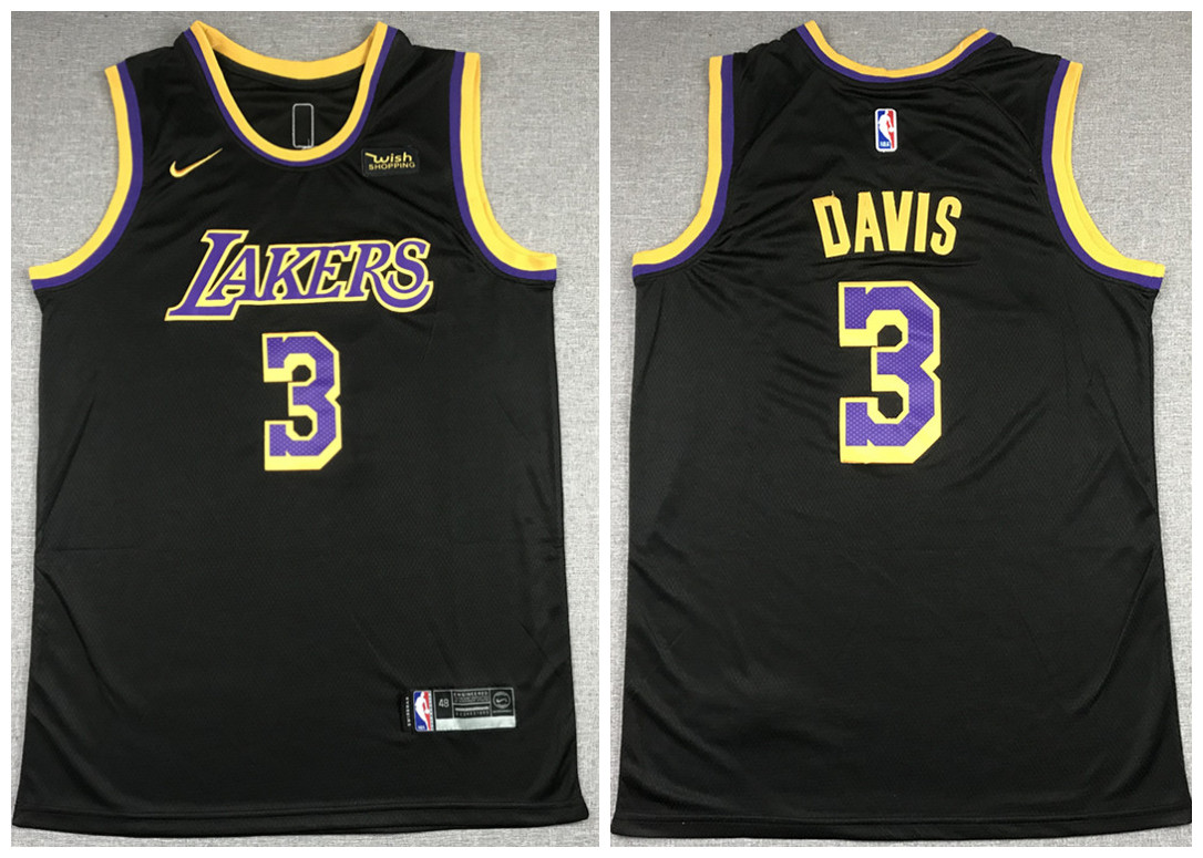 Men's Los Angeles Lakers #3 Anthony Davis Black NBA Stitched Jersey Men's Los Angeles Lakers #3 Anthony Davis Black NBA Stitched Jersey